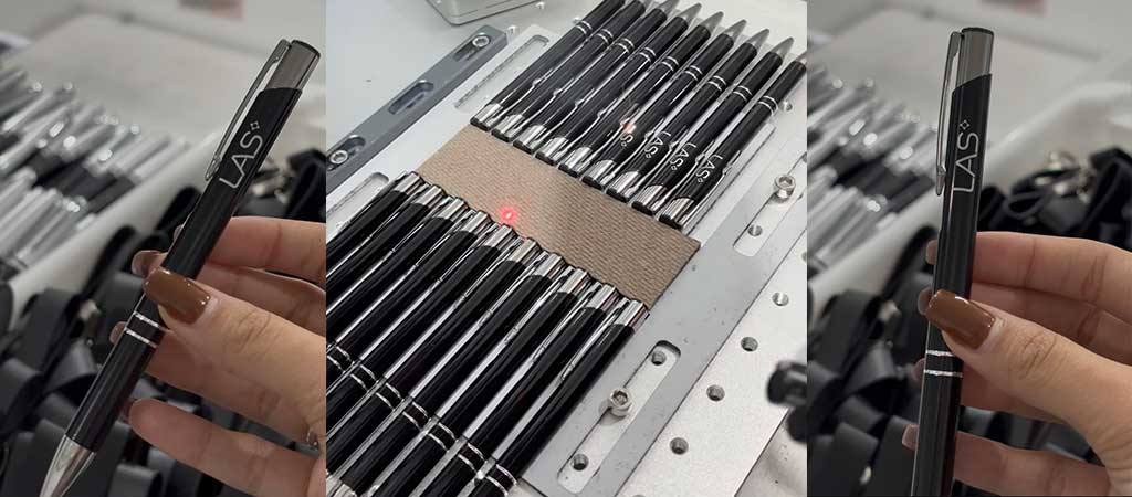 caneta metalica para brinde sendo produzida